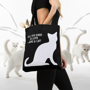 Alles wat je nodig hebt is liefde en een kat schat tote bag