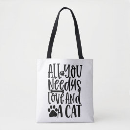 Alles wat je nodig hebt is liefde en een kat tote bag