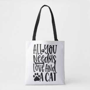 Alles wat je nodig hebt is liefde en een kat tote bag