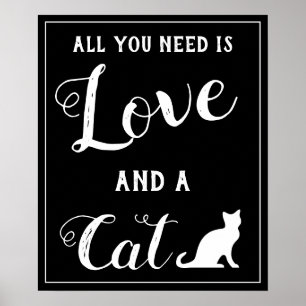 Alles wat je nodig hebt is liefde en een kat vinta poster