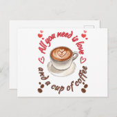 Alles wat je nodig hebt is liefde en een kop koffi briefkaart (Voorkant / Achterkant)