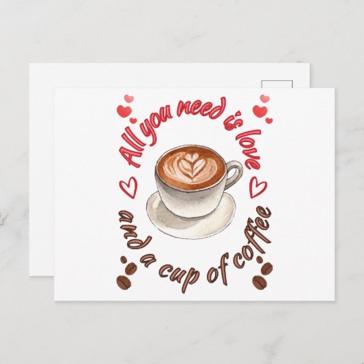 Alles wat je nodig hebt is liefde en een kop koffi briefkaart (Voorkant / Achterkant)