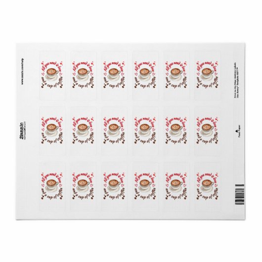 Alles wat je nodig hebt is liefde en een kop koffi etiket (Full Sheet)