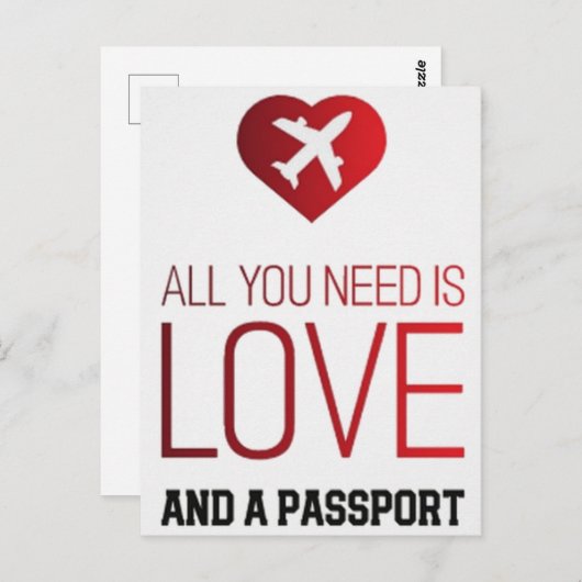 alles wat je nodig hebt is liefde en een paspoort  briefkaart (Voorkant / Achterkant)
