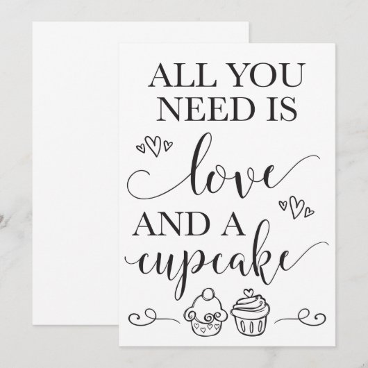 Alles wat je nodig hebt is liefde en een taart-bru kaart (Voorkant / Achterkant)