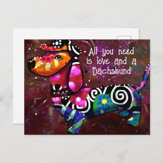 Alles wat je nodig hebt is liefde en een teckel Ab Briefkaart (Voorkant / Achterkant)