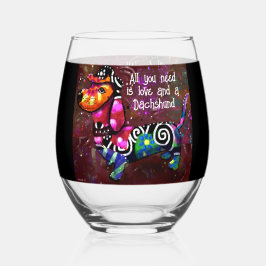 Alles wat je nodig hebt is liefde en een teckel Ab Wijnglas Zonder Voet
