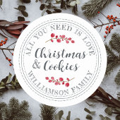 Alles wat je nodig hebt is liefde en kerst koekjes ronde sticker