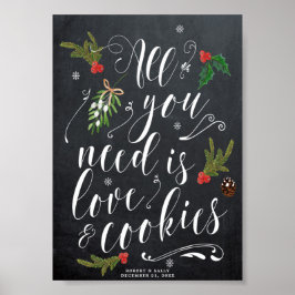 alles wat je nodig hebt is liefde en koekjes kerst poster