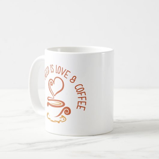 Alles wat je nodig hebt is liefde en koffie koffiemok (Voorkant links)