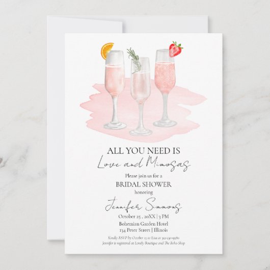 Alles wat je nodig hebt is liefde en mimosa | Vrij Kaart (Voorkant)