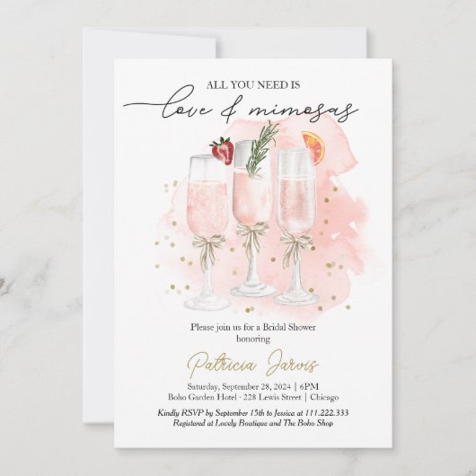 Alles wat je nodig hebt is liefde en mimosas Vrijg Kaart (Voorkant)