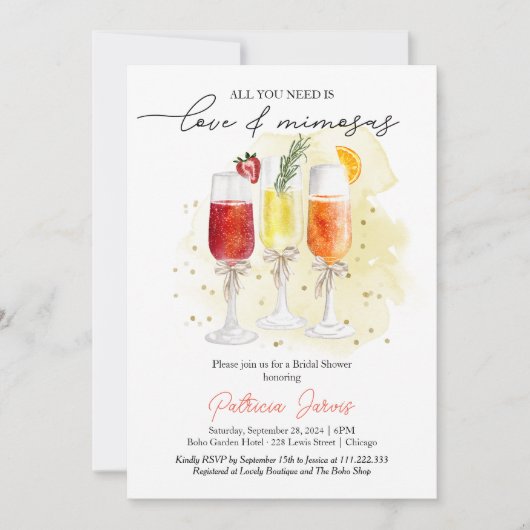 Alles wat je nodig hebt is liefde en mimosas Vrijg Kaart (Voorkant)