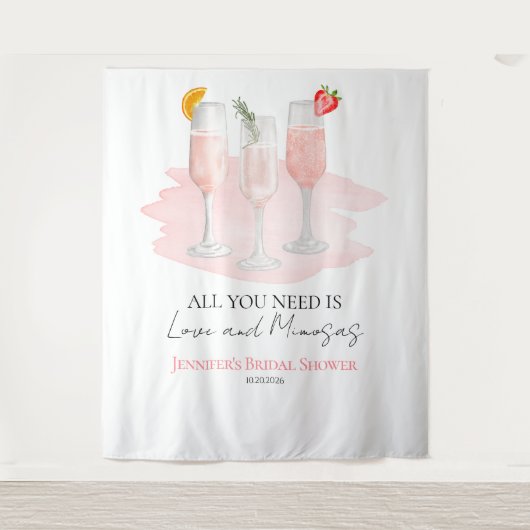 Alles wat je nodig hebt is liefde en mimosas Vrijg Wandkleed (Voorkant)