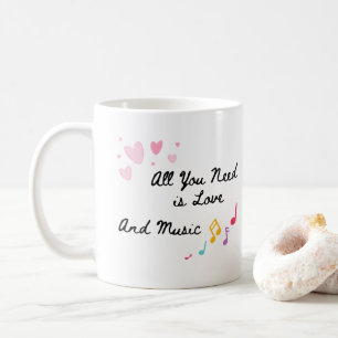 Alles wat je nodig hebt is liefde en muziek op een koffiemok