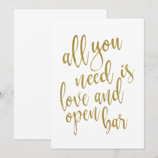 Alles wat je nodig hebt is liefde en open bar, bet kaart (Voorkant / Achterkant)