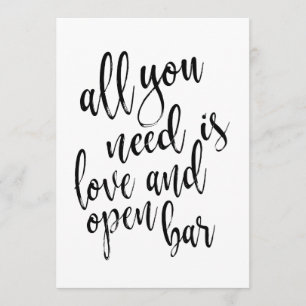 Alles wat je nodig hebt is liefde en open bar, bet kaart