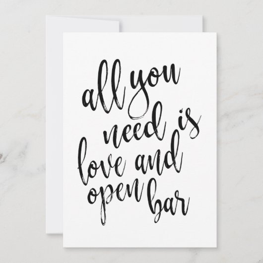 Alles wat je nodig hebt is liefde en open bar beta kaart (Voorkant)
