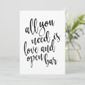 Alles wat je nodig hebt is liefde en open bar beta kaart (Staand voorkant)