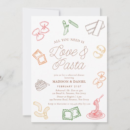 Alles wat je nodig hebt is liefde en pasta repetit kaart (Voorkant)