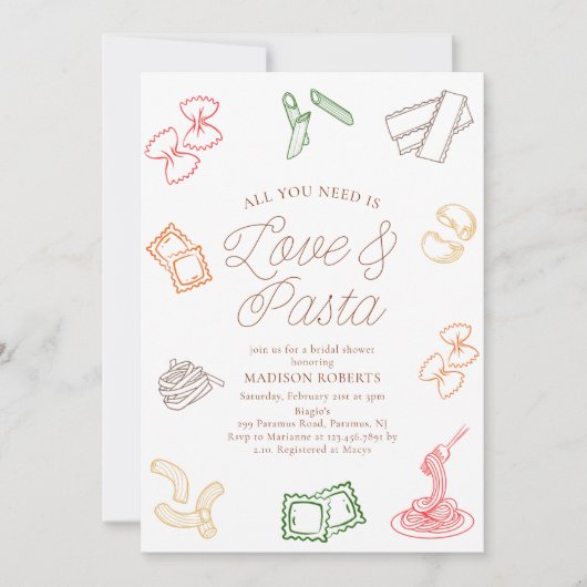 Alles wat je nodig hebt is liefde en pasta Vrijgez Kaart (Voorkant)