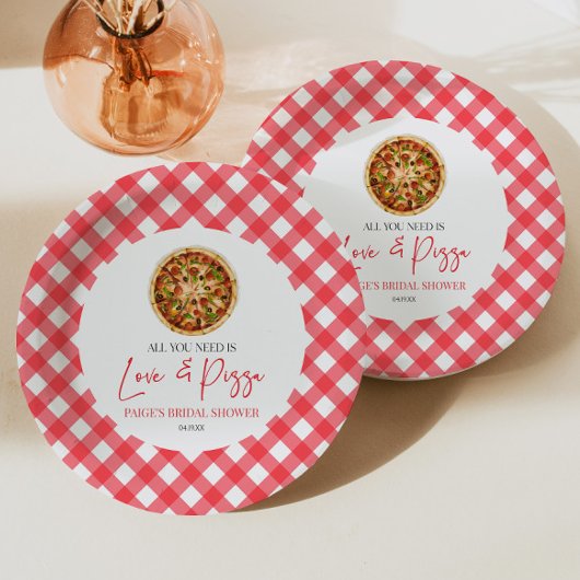 Alles wat je nodig hebt is liefde en pizza Bruids  Papieren Bordje