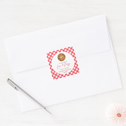 Alles wat je nodig hebt is Liefde en Pizza Koppels Vierkante Sticker (Envelop)