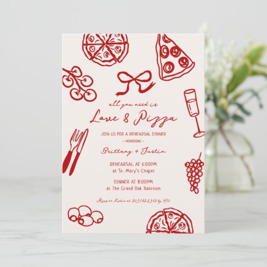 Alles wat je nodig hebt is liefde en pizza proefav kaart (Staand voorkant)