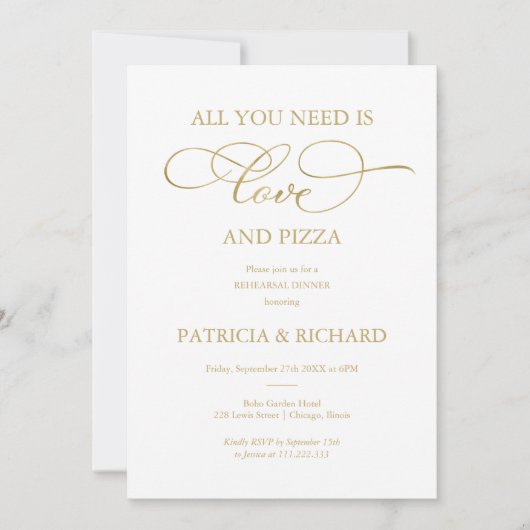Alles wat je nodig hebt is liefde en Pizza repetit Kaart (Voorkant)