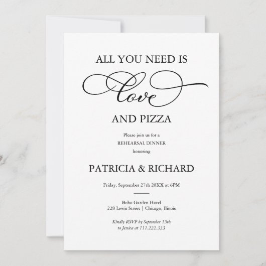 Alles wat je nodig hebt is liefde en Pizza repetit Kaart (Voorkant)