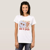 Alles wat je nodig hebt is liefde en pizza, retro  t-shirt (Voorkant volledig)