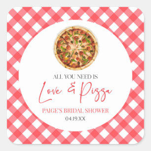 Alles wat je nodig hebt is Liefde en Pizza Vrijgez Vierkante Sticker
