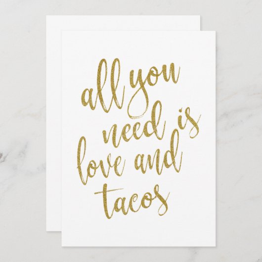 Alles wat je nodig hebt is liefde en taco's betaal kaart (Voorkant / Achterkant)