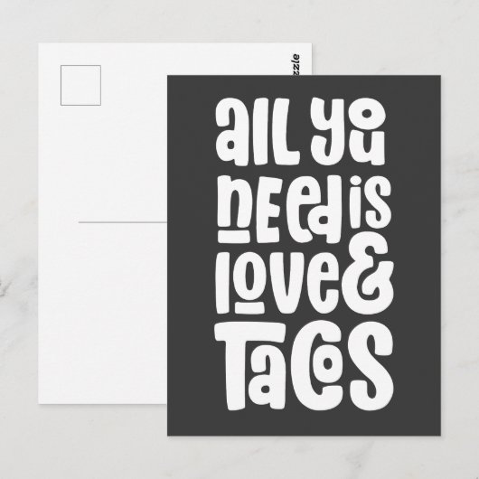 Alles wat je nodig hebt is liefde en taco's briefkaart (Voorkant / Achterkant)