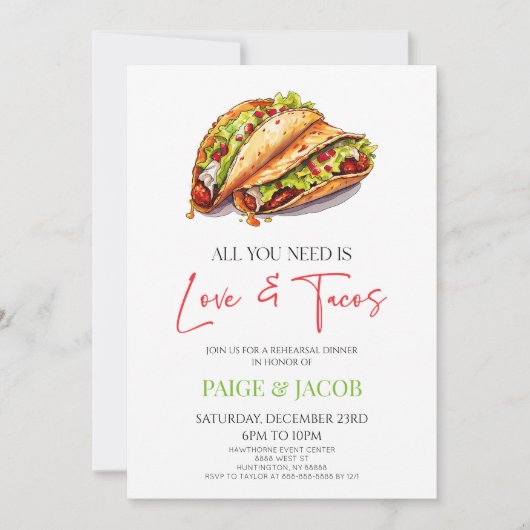 Alles wat je nodig hebt is liefde en tacos repetit kaart (Voorkant)