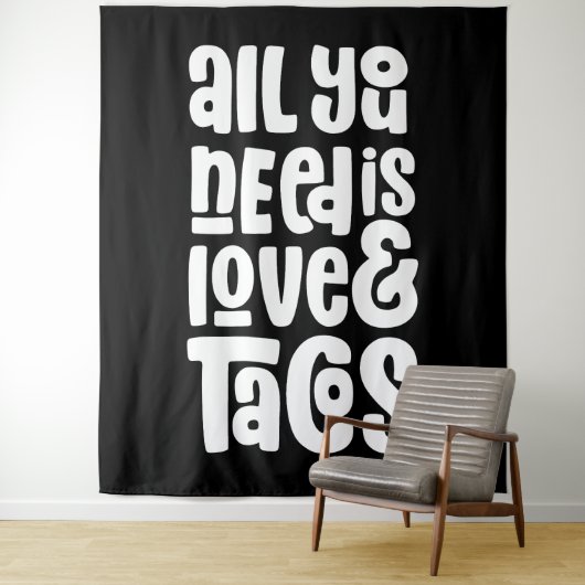 Alles wat je nodig hebt is liefde en taco's wandkleed (In situ)