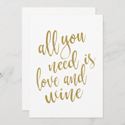 Alles wat je nodig hebt is liefde en wijn betaalba kaart (Voorkant / Achterkant)