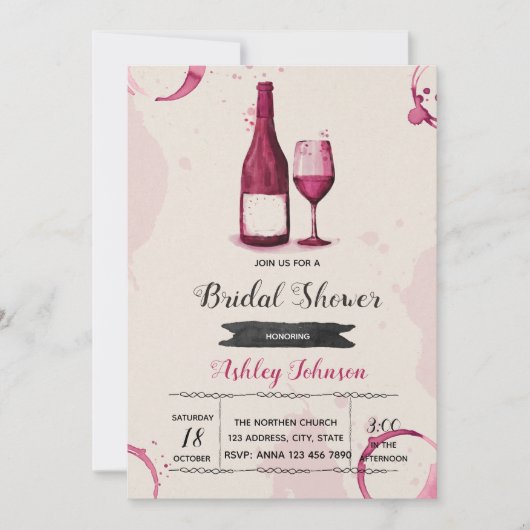 Alles wat je nodig hebt is liefde en wijn uitnodig kaart (Voorkant)