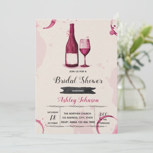 Alles wat je nodig hebt is liefde en wijnuitnodigi kaart (Staand voorkant)