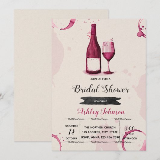 Alles wat je nodig hebt is liefde en wijnuitnodigi kaart (Voorkant / Achterkant)