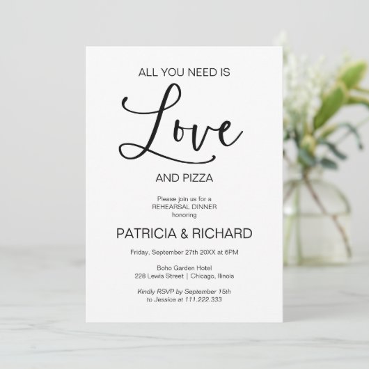 Alles wat je nodig hebt is liefde kalligrafie repe kaart (Staand voorkant)