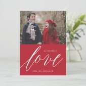 Alles wat je nodig hebt is LIEFDE Kerstvakantie Fo Feestdagenkaart (Staand voorkant)