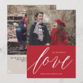 Alles wat je nodig hebt is LIEFDE Kerstvakantie Fo Feestdagenkaart (Voorkant / Achterkant)