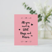 Alles wat je nodig hebt is liefde knuffels en kusj briefkaart (Staand voorkant)