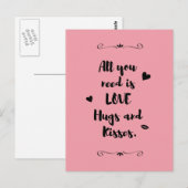 Alles wat je nodig hebt is liefde knuffels en kusj briefkaart (Voorkant / Achterkant)