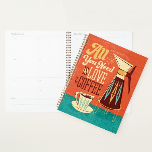 Alles wat je nodig hebt is liefde + koffie kalende planner (Display)