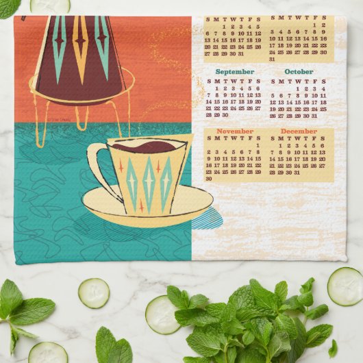 Alles wat je nodig hebt is liefde + koffie kalende theedoek (Gevouwen)