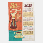 Alles wat je nodig hebt is liefde + koffie kalende theedoek (Verticaal)