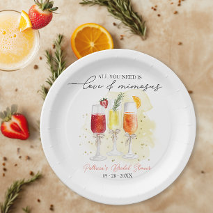 Alles wat je nodig hebt is Liefde & Mimosas Bruids Papieren Bordje
