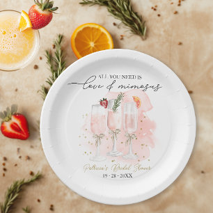 Alles wat je nodig hebt is Liefde & Mimosas Bruids Papieren Bordje
